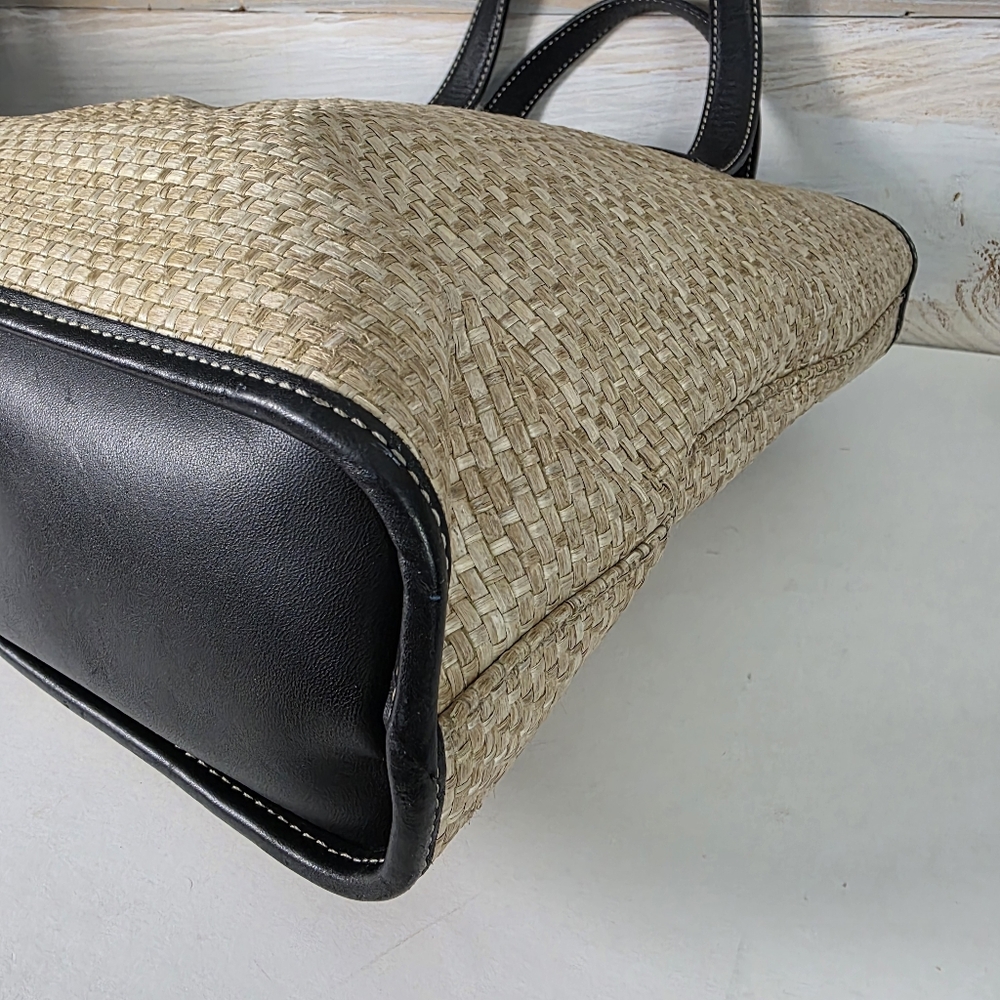 Coach Black and Tan Woven Tote Bag & Coach Scarf - Picture 7 of 15